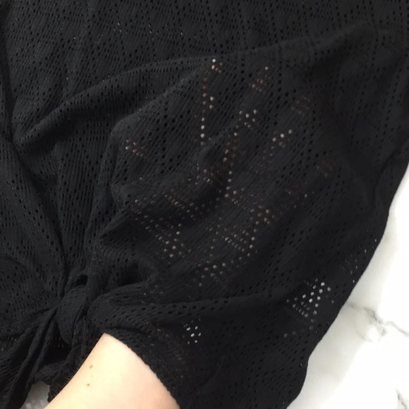 Texture & Thread Madewell Black Mesh Net Tie Front Shirt‎ Womens Small - Picture 11 of 11
